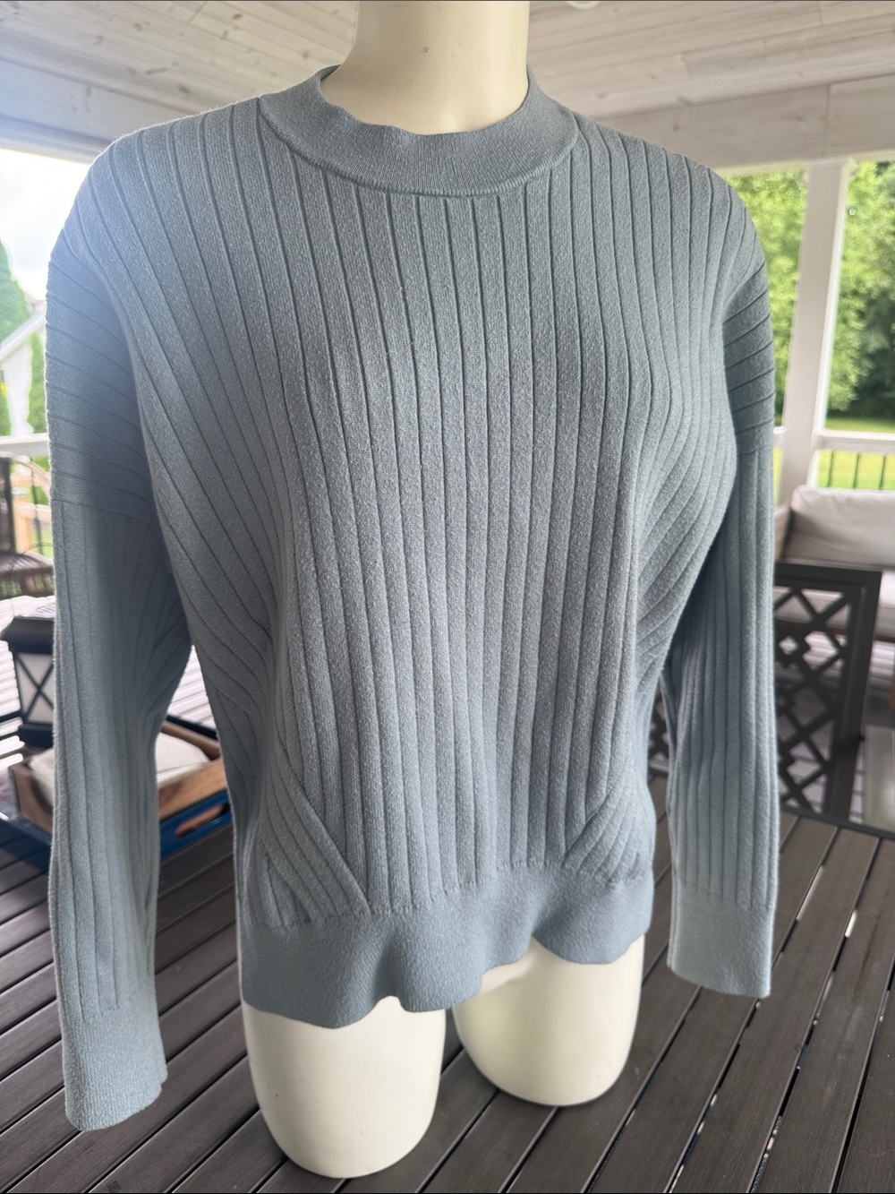Abercrombie & Fitch Soft A&F Collection Blue Ribbed Crewneck Sweater Size Medium